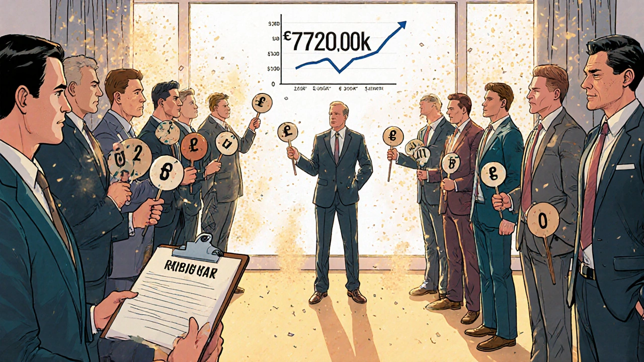 Bieterverfahren in München: 15 Interessenten bieten für eine Wohnung, Preis steigt von 720.000 auf 752.000 Euro.