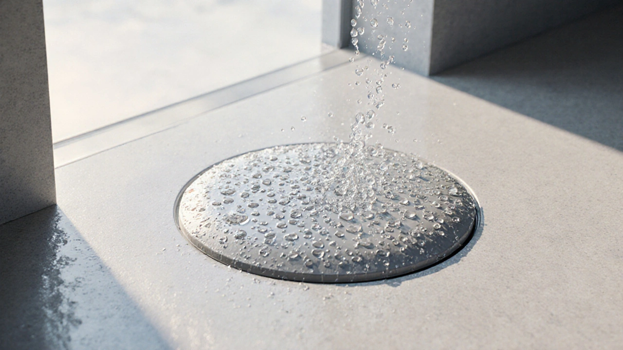 Nanobeschichtete Edelstahl-Indikatoren mit wasserabführender Form und rutschhemmender Oberfläche im Badezimmer.