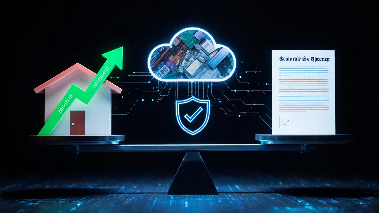 Waage zeigt Kostensteigerung gegen rechtssichere Klausel, mit Echtzeit-Index-Daten.