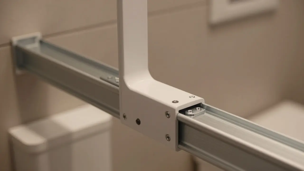 WC-Modul wird an Stahlprofilen befestigt – Detail mit Schrauben und Metallkonstruktion