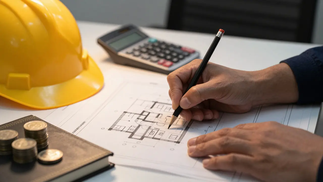 Detailaufnahme einer Projektplanung mit Fokus auf Budgetkorrektur und Risikomanagement.