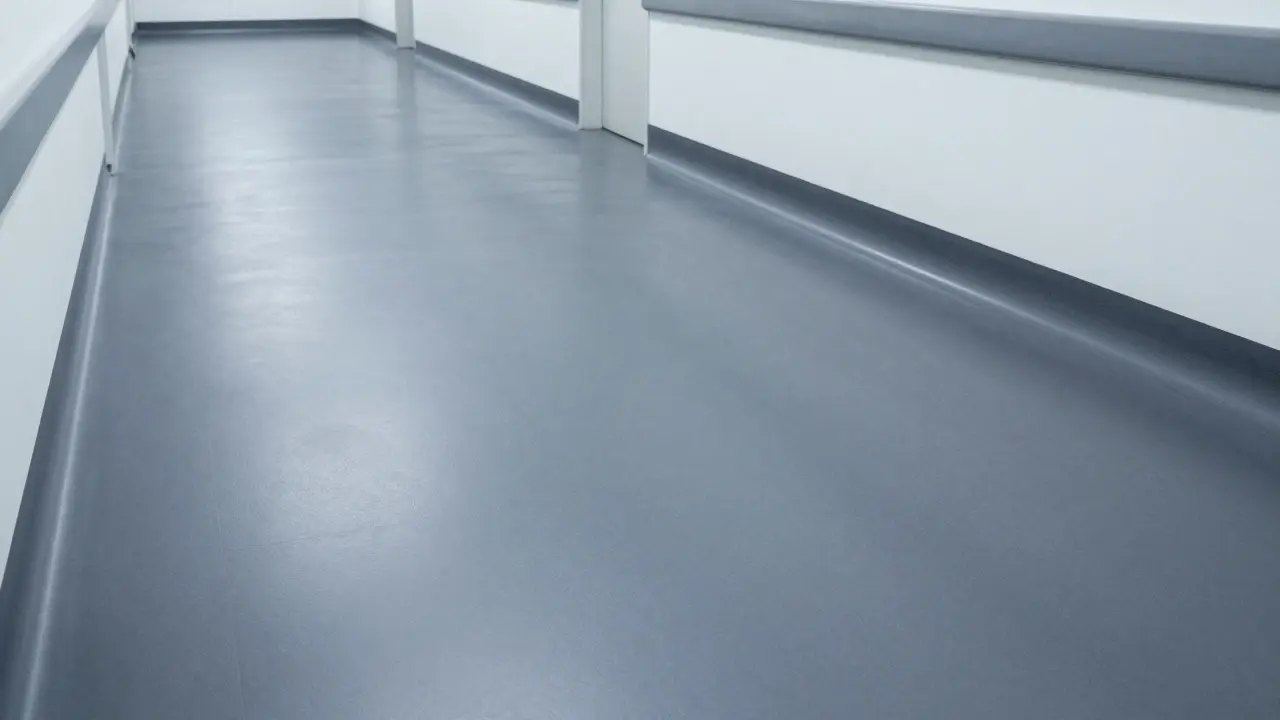 Hygienischer Flur in einer Klinik mit strapazierfähigem Kautschukboden