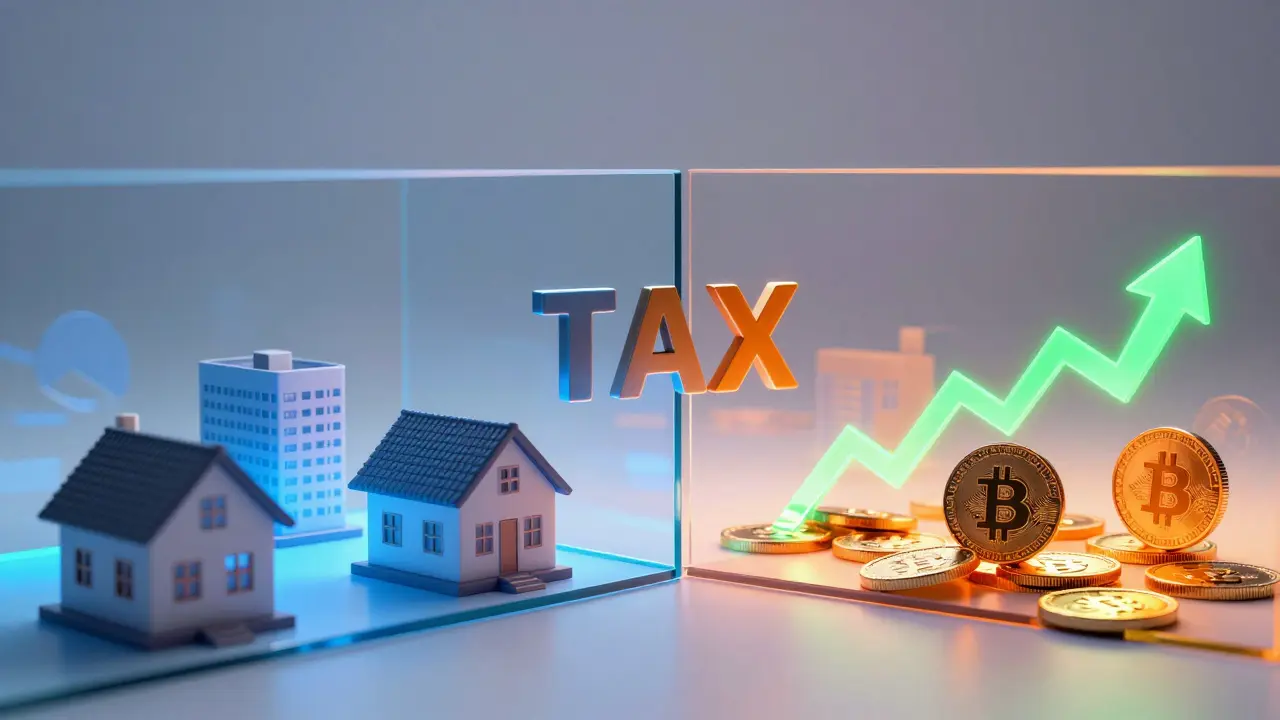 Glaswand trennt Immobilienmodelle von Krypto-Symbolen