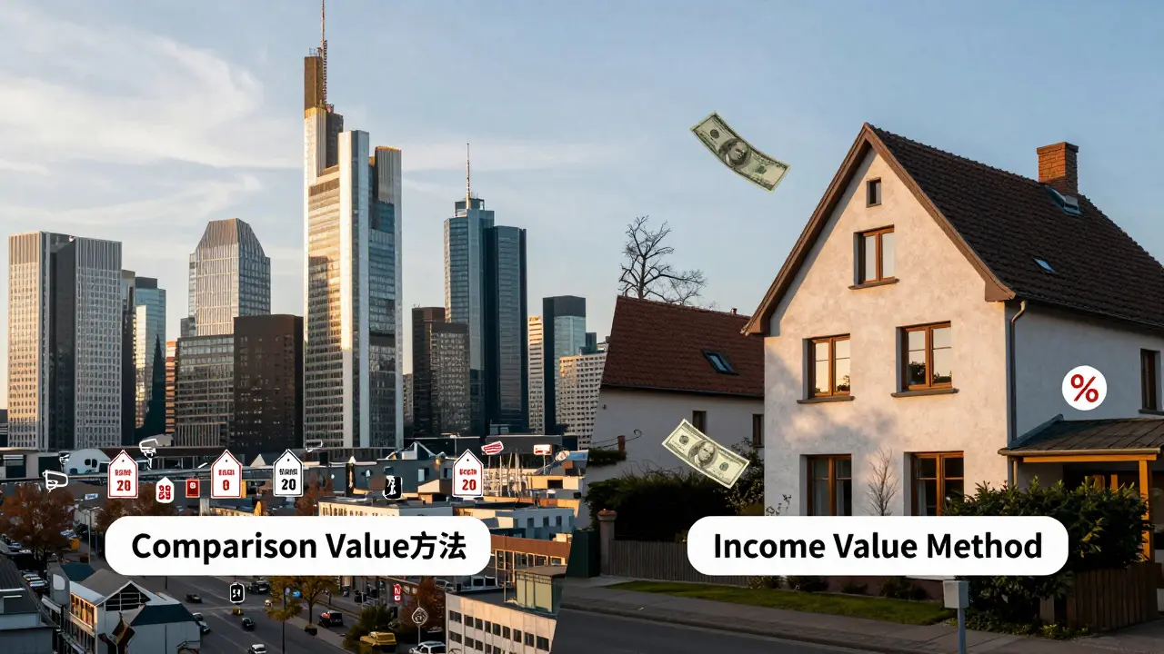 Kontrast zwischen Eigentumswohnung und Mietshaus für Bewertungsmethoden
