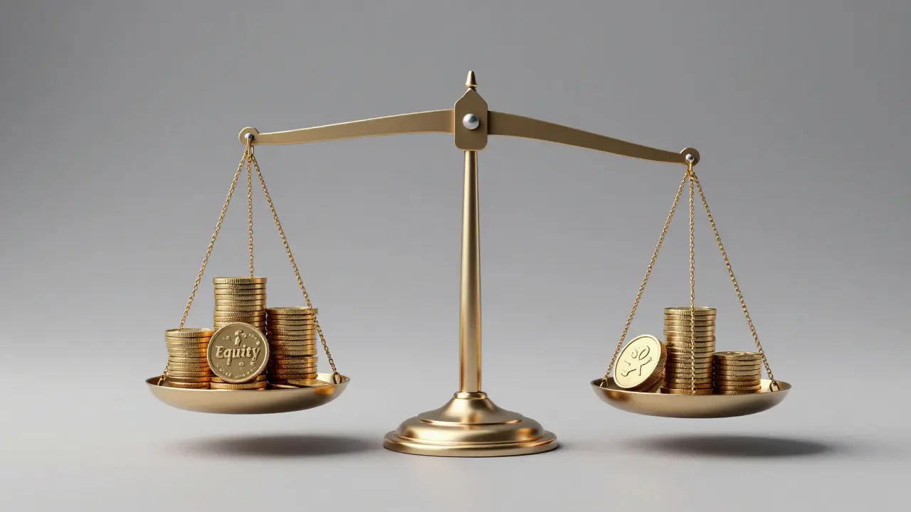 Waage symbolisiert Hebelwirkung bei Immobilieninvestition