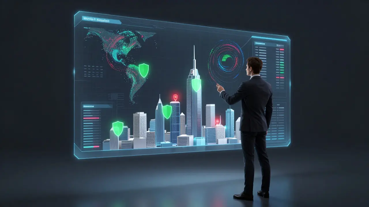 Investor analysiert holografische Datenvisualisierung