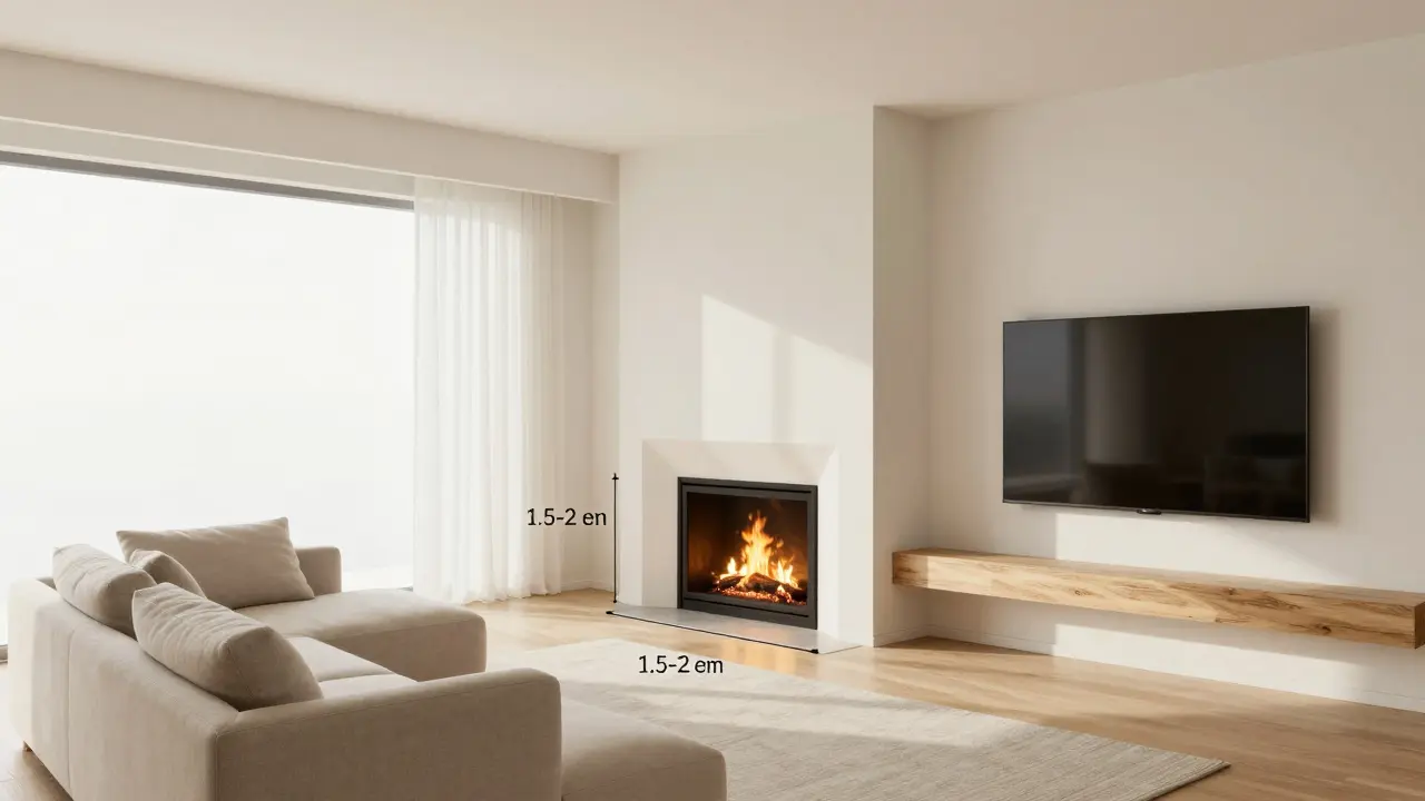 Raumplanung: Sofa und TV sicher vom Kamin getrennt