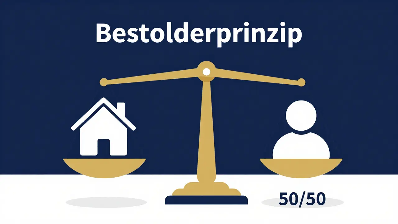 Waage zeigt faire 50-50 Aufteilung der Maklerkosten