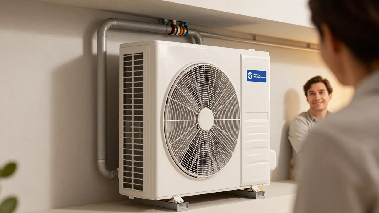 Moderne Wärmepumpe im Keller als Symbol für Heizungsförderung