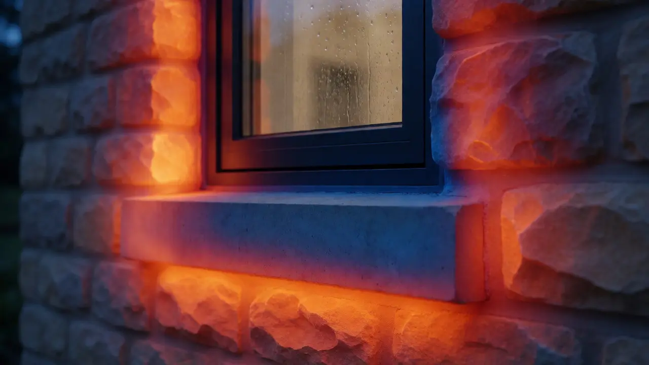 Wärmebild-Analyse eines Fenstersturzes mit Kältebrücken-Effekt