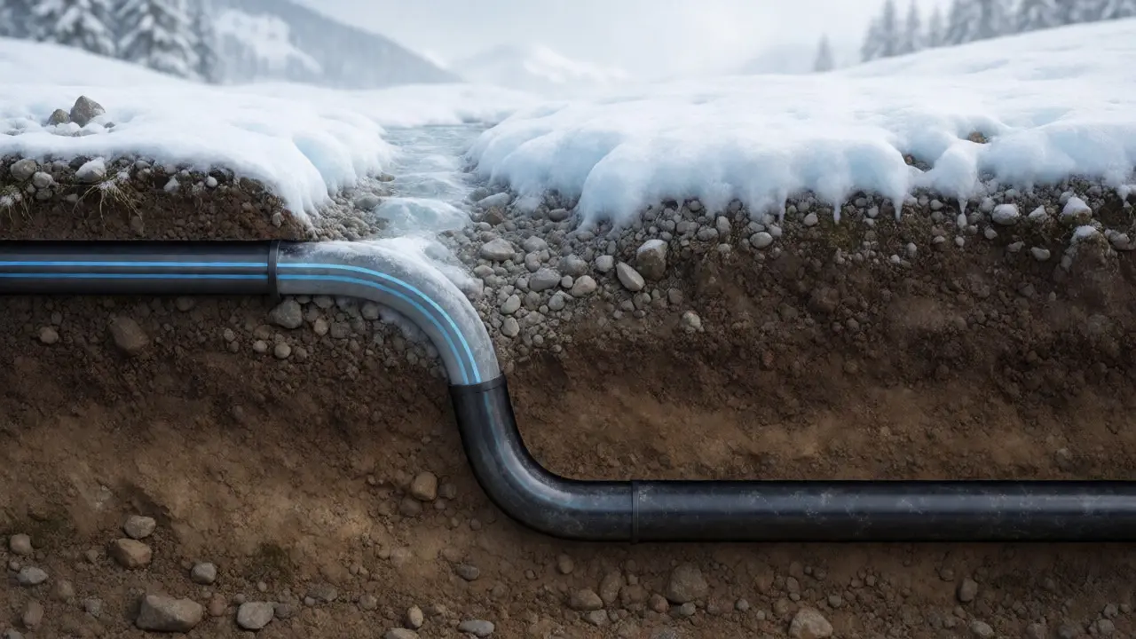 Querschnitt der Frostsicherheit von Leitungen im Erdreich