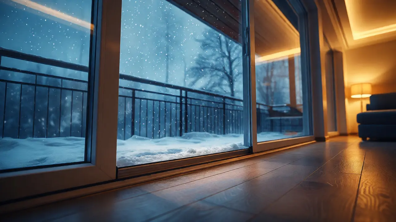 Warme Wohnung im Winter mit versenkbarer Bodendichtung an der Balkontür