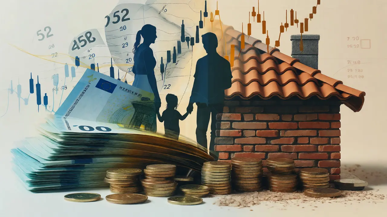 Abstrakte Visualisierung von Immobilienbesitz, Erbschaft und Steuern