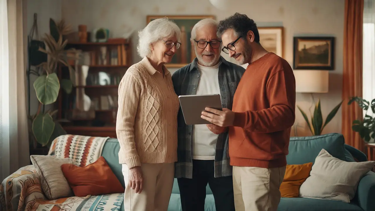 Familie bespricht langfristige Finanzplanung zu Hause