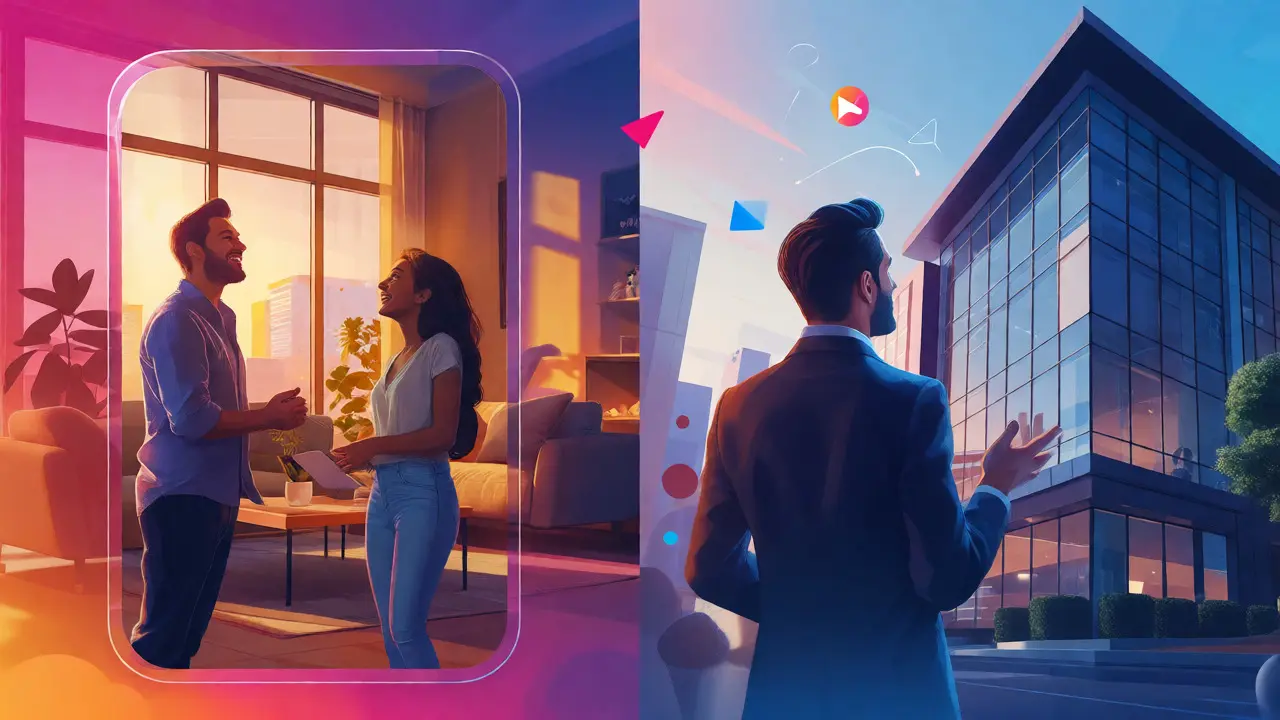 Visuelle Darstellung von Instagram-Reels und LinkedIn-Investoren-Kontexten